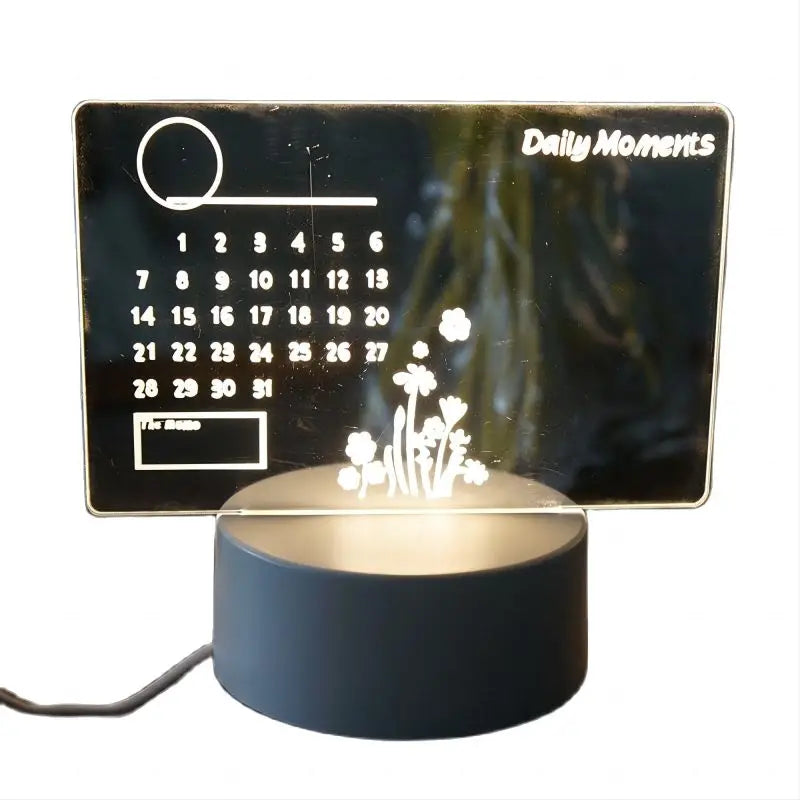 LED Acrylic Calendar & Message Board Night Light