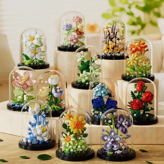 Mini Flower Bouquet Building Block Set – Elegant DIY Artificial Plant Decor