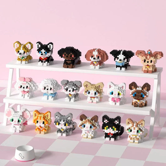 Mini Animal Building Blocks – DIY Dog & Cat Brick Sets | Cute Educational Gift for Kids Ages 10+